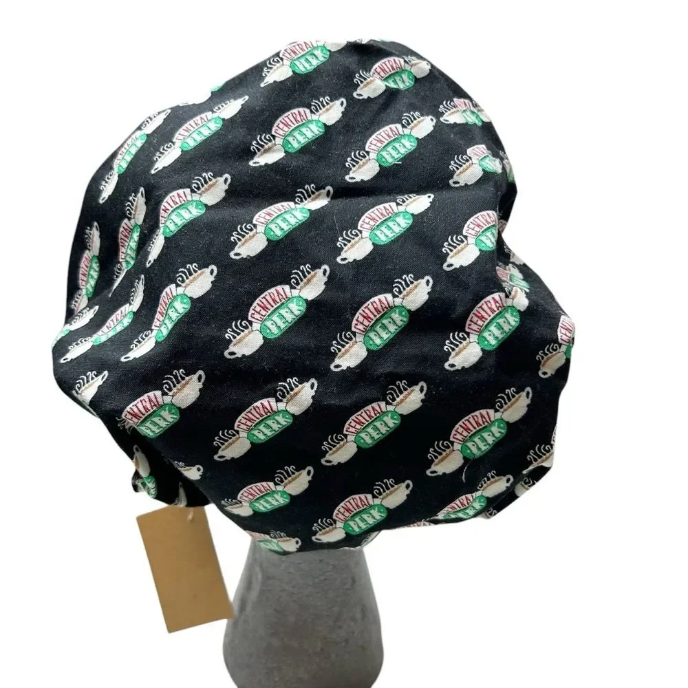 Scrub Cap Bouffant Style Elastic Back Friends Central Perk Handmade